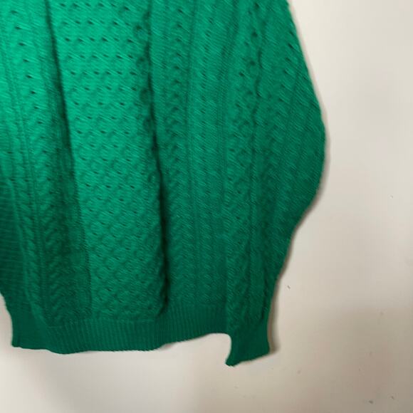 Vintage Carraig Donn 100% Irish wool Emerald Green Finsherman Turtleneck sz S - Picture 7 of 8